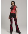 Punk Rave Black and Red Gothic Pointed Spider Web Flared Trousers for Women