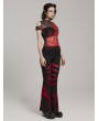 Punk Rave Black and Red Gothic Pointed Spider Web Flared Trousers for Women