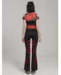 Punk Rave Black and Red Gothic Pointed Spider Web Flared Trousers for Women