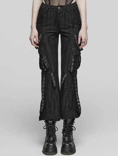 Punk Rave Black Gothic Punk Cool Daily Wear Techwear Loose Trousers for Women