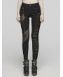 Punk Rave Black Gothic Punk Belt Asymmetric Long Fitted Pants for Women