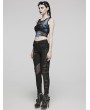 Punk Rave Black Gothic Punk Belt Asymmetric Long Fitted Pants for Women