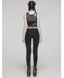 Punk Rave Black Gothic Punk Belt Asymmetric Long Fitted Pants for Women