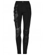 Punk Rave Black Gothic Punk Belt Asymmetric Long Fitted Pants for Women