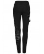 Punk Rave Black Gothic Punk Belt Asymmetric Long Fitted Pants for Women