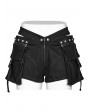 Punk Rave Black Gothic Punk Detachable Belt Pockets Hot Shorts for Women
