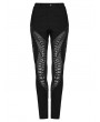 Punk Rave Black Gothic Punk Burnt Pattern Hollow Long Fitted Trousers for Women