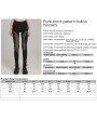 Punk Rave Black Gothic Punk Burnt Pattern Hollow Long Fitted Trousers for Women