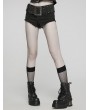 Punk Rave Black Gothic Punk Buckle Belt Hot Denim Shorts for Women