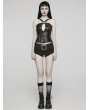 Punk Rave Black Gothic Punk Buckle Belt Hot Denim Shorts for Women