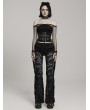Punk Rave Black Sexy Gothic Floral Mesh Lace Flared Trousers for Women