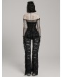 Punk Rave Black Sexy Gothic Floral Mesh Lace Flared Trousers for Women