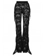 Punk Rave Black Sexy Gothic Floral Mesh Lace Flared Trousers for Women