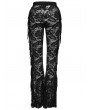 Punk Rave Black Sexy Gothic Floral Mesh Lace Flared Trousers for Women