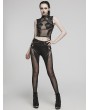 Punk Rave Black Sexy Gothic Punk Mesh Spliced Hollow Out Leggings for Women