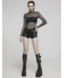 Punk Rave Black Gothic Punk Cross Eyelet Hot Shorts for Women