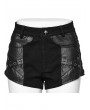 Punk Rave Black Gothic Punk Cross Eyelet Hot Shorts for Women