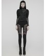 Punk Rave Black Sexy Gothic Punk Studded Mesh Hollow Leggings for Women