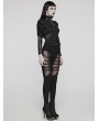 Punk Rave Black Sexy Gothic Punk Studded Mesh Hollow Leggings for Women