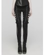 Punk Rave Black Gothic Punk Mesh Splicing Hollow Washed Jeans for Women