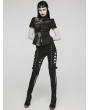 Punk Rave Black Gothic Punk Mesh Splicing Hollow Washed Jeans for Women