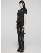 Punk Rave Black Gothic Punk Mesh Splicing Hollow Washed Jeans for Women