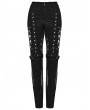 Punk Rave Black Gothic Punk Mesh Splicing Hollow Washed Jeans for Women