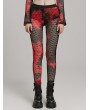 Punk Rave Black and Red Sexy Gothic Punk Perspective Mesh Leggings for Women