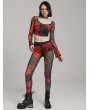 Punk Rave Black and Red Sexy Gothic Punk Perspective Mesh Leggings for Women