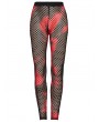 Punk Rave Black and Red Sexy Gothic Punk Perspective Mesh Leggings for Women