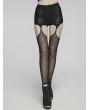 Punk Rave Black Gothic Sexy Patterned Mesh Garter Leggings for Women