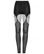 Punk Rave Black Gothic Sexy Patterned Mesh Garter Leggings for Women