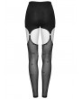 Punk Rave Black Gothic Sexy Patterned Mesh Garter Leggings for Women