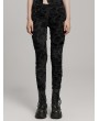 Punk Rave Black Gothic Decayed Punk Slim Fit Long Trousers for Women