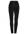 Punk Rave Black Gothic Decayed Punk Slim Fit Long Trousers for Women