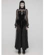 Punk Rave Black Sexy Gothic Bat Velvet Lace Long Mesh Sleeve Dress