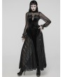 Punk Rave Black Sexy Gothic Bat Velvet Lace Long Mesh Sleeve Dress