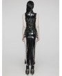 Punk Rave Black Gothic Sexy Punk Glossy Faux Leather Slit Long Dress