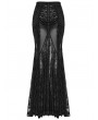 Punk Rave Black Gothic Lace Mesh Sexy Long Fishtail Skirt