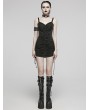 Punk Rave Black Gothic Sexy Punk Folds Eyelets Slim Fit Short Dress