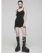 Punk Rave Black Gothic Sexy Punk Folds Eyelets Slim Fit Short Dress