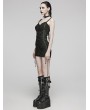 Punk Rave Black Gothic Sexy Punk Folds Eyelets Slim Fit Short Dress