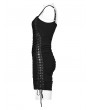 Punk Rave Black Gothic Sexy Punk Folds Eyelets Slim Fit Short Dress