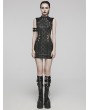 Punk Rave Black Gothic Punk Eyelets Snake-Skin Pattern Sleeveless Short Dress