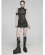 Punk Rave Black Gothic Punk Eyelets Snake-Skin Pattern Sleeveless Short Dress