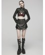Punk Rave Black Gothic Punk Zipper Faux Leather Short Wrap Skirt