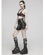 Punk Rave Black Gothic Punk Zipper Faux Leather Short Wrap Skirt