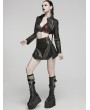 Punk Rave Black Gothic Punk Zipper Faux Leather Short Wrap Skirt