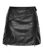 Punk Rave Black Gothic Punk Zipper Faux Leather Short Wrap Skirt