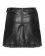 Punk Rave Black Gothic Punk Zipper Faux Leather Short Wrap Skirt